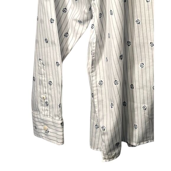 Ted Baker Shirt Mens Size 2XL White Blue Floral Long Sleeve Button Up Collar NWT - Picture 6 of 16